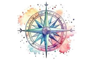 ai generiert Reise Entdeckung retro Kompass Abenteuer Star Symbol Norden alt Osten Illustration foto
