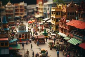ai generiert Reise Stadt, Dorf Straße Asien Tourist städtisch Markt die Architektur Menschen Kultur Spielzeug Festival foto