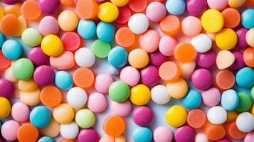 ai generiert köstlich Süss Vitamin Gruppe Süßigkeiten Pille Hintergrund Grün Schmerzmittel Weiß runden Gesundheit foto