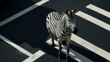 ai generiert wild Porträt Tierwelt equus Tier Safari Säugetier Muster afrikanisch Streifen Zebra schwarz foto