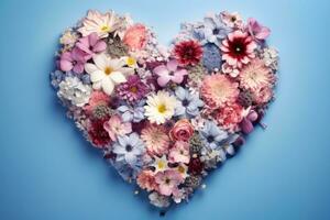 ai generiert Blumen Liebe Weiß Schönheit Blühen Karte Dekor Herz Valentinstag gestalten frisch Sommer- Natur foto
