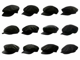 ai generiert schwarz Französisch Baskenmütze Sammlung isoliert auf Weiß Hintergrund. foto