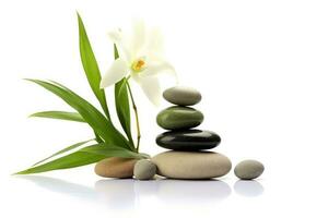 ai generiert Therapie frisch Steine Aromatherapie Hintergrund Entspannung Wellness Massage Gesundheit Natur foto