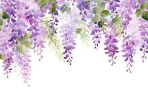 ai generiert Weiß Sommer- Grün blühen Blau Frühling Glyzinien violett blühen Garten Flora Blumen- Bündel foto