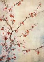 ai generiert Jahreszeit blühen Blume Japan Chinesisch traditionell japanisch Ast Illustration Baum foto