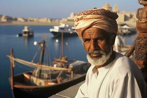 ai generiert Asien Tourismus Festival Reise Sadhu Männer draußen Kultur Tradition Pushkar Religion männlich foto