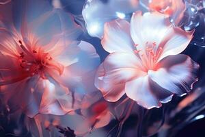 ai generiert Weiß Blumen Blumen- Blau Nahansicht blühen Blütenblatt lila Garten Flora Sommer- Schönheit foto