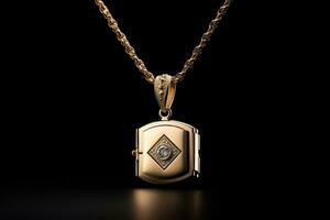 ai generiert Geschenk Anhänger Weiß schwarz Hintergrund Silber Schmuck isoliert Gold glänzend Schönheit Luxus foto