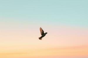 ai generiert Meer Blau Flügel fliegend Freiheit Natur Tier Luft wild Vogel Himmel Flug Hintergrund foto