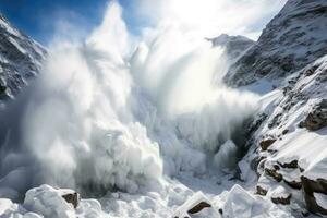 ai generiert Gletscher Blau Wolke Hintergrund Natur Winter kalt horizontal Gipfel Abenteuer Felsen foto