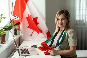 Kanada National Flagge Geschäft Kommunikation Verbindung Konzept foto
