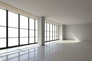 leeren Weiß Zimmer mit Fenster und Schatten ai generativ foto