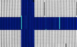 Flagge von Republik von Finnland auf ein texturiert Hintergrund. Konzept Collage. foto