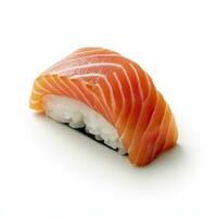 ai generiert ein Sushi Lachs auf Weiß Hintergrund. ai generiert foto