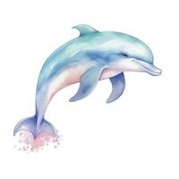 ai generiert Aquarell Fantasie Baby Delfin Clip Kunst isoliert Weiß Hintergrund. ai generiert foto