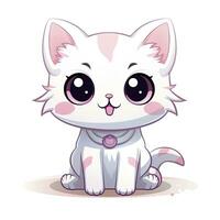 ai generiert süß kawaii Katze Clip Art Symbol Weiß Hintergrund. ai generiert foto