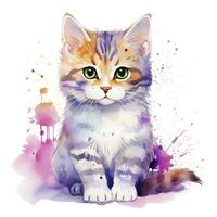 ai generiert Aquarell Katze Clip Kunst auf Weiß Hintergrund. ai generiert foto