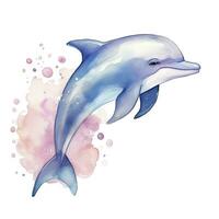 ai generiert Aquarell Fantasie Baby Delfin Clip Kunst isoliert Weiß Hintergrund. ai generiert foto