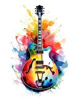 ai generiert Aussicht von ein Aquarell Gitarre Design foto