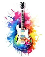 ai generiert Aussicht von ein Aquarell Gitarre Design foto