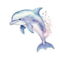 ai generiert Aquarell Fantasie Baby Delfin Clip Kunst isoliert Weiß Hintergrund. ai generiert foto