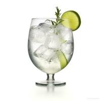 ai generiert Gin Tonic Glas von Wasser mit Eis isoliert auf Weiß Hintergrund. ai generiert foto