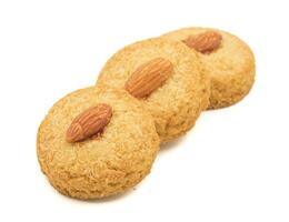 gesund hausgemacht Süss Mandel Kekse oder Kekse auf Weiß Hintergrund foto