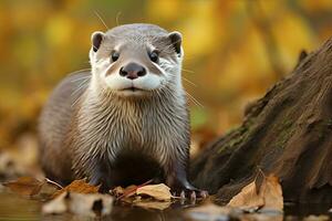 ai generiert Otter im das Wasser. foto