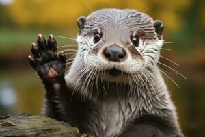 ai generiert Otter im das Wasser. foto