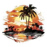 ai generiert tropisch Sonnenuntergang zum T-Shirt Design. ai generiert foto
