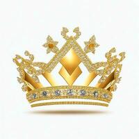 ai generiert golden Krone mit Diamant Symbol Weiß Hintergrund ai generiert foto