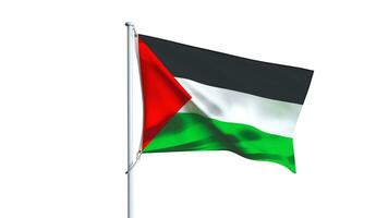winken Flagge von Palästina isoliert auf Weiß Hintergrund. 3d machen foto