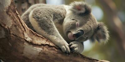 ai generiert Koala schlafend im Baum. ai generiert foto