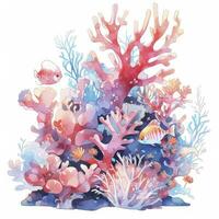 ai generiert unter Wasser Meer Element im Aquarell auf das Weiß Hintergrund. ai generiert foto