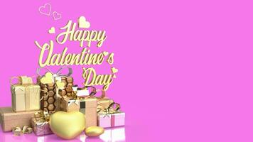 das Gold Geschenk Box zum Valentinstag Tag Konzept 3d Rendern foto