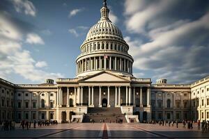 ai generiert Aussicht von ein Kapitol Gebäude im Washington Das Punkte zu das Zukunft von das Osten foto