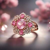 ai generiert ein Schmuck Design thematisch Ring mit Edelsteine foto