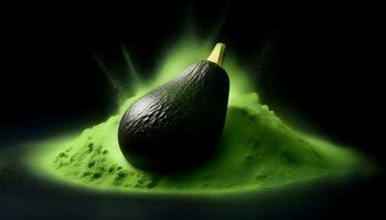 ai generiert Avocado Explosion von Grün Pulver foto