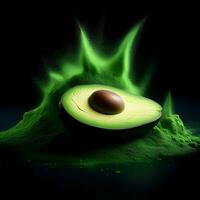 ai generiert Avocado Explosion von Grün Pulver foto