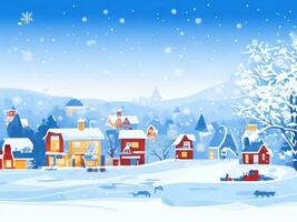 ai generiert Winter Stadt, Dorf Hintergrund Landschaft Illustration foto