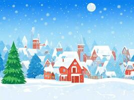 ai generiert Winter Stadt, Dorf Hintergrund Landschaft Illustration foto