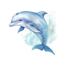 ai generiert Aquarell Fantasie Baby Delfin Clip Kunst isoliert Weiß Hintergrund. ai generiert foto