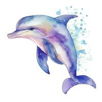 ai generiert Aquarell Fantasie Baby Delfin Clip Kunst isoliert Weiß Hintergrund. ai generiert foto