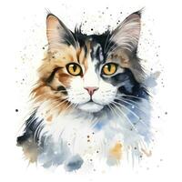 ai generiert Aquarell Katze Clip Kunst auf Weiß Hintergrund. ai generiert foto