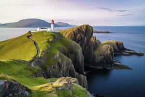 ai generiert Skye Insel Nest Punkt Leuchtturm im Hochland. ai generiert foto