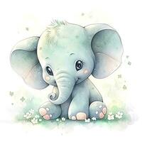 ai generiert Aquarell Baby Elefant. ai generiert foto