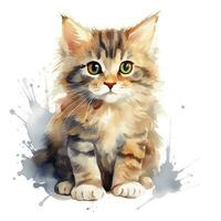 ai generiert Aquarell Katze Clip Kunst auf Weiß Hintergrund. ai generiert foto