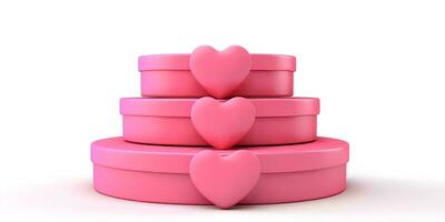 ai generiert Valentinstag Tag Geschenk Box mit Herzen, 3d machen foto