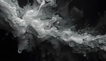 ai generiert abstrakt schwarz und Weiß Rauch auf ein schwarz Hintergrund foto