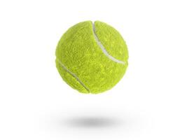 einzelner Tennisball lokalisiert auf weißem Hintergrund foto